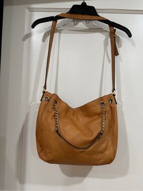 Michael Kors Cognac Leather Shoulder Bag with Gold Chain